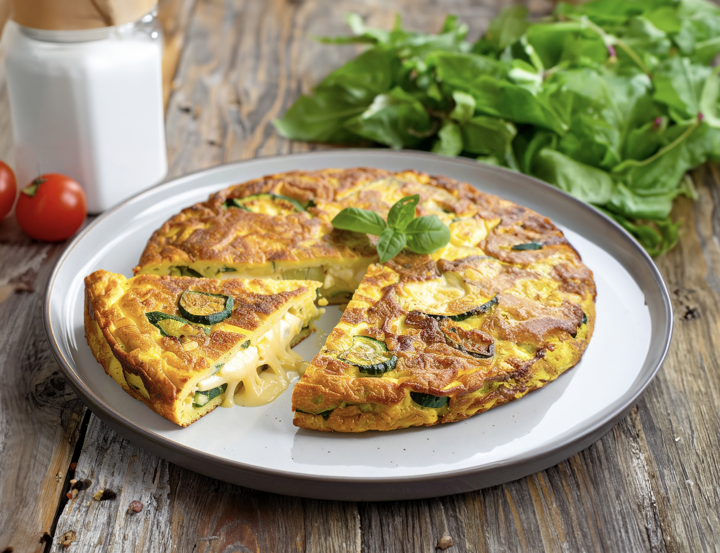 Frittata con zucchine e Roccolo