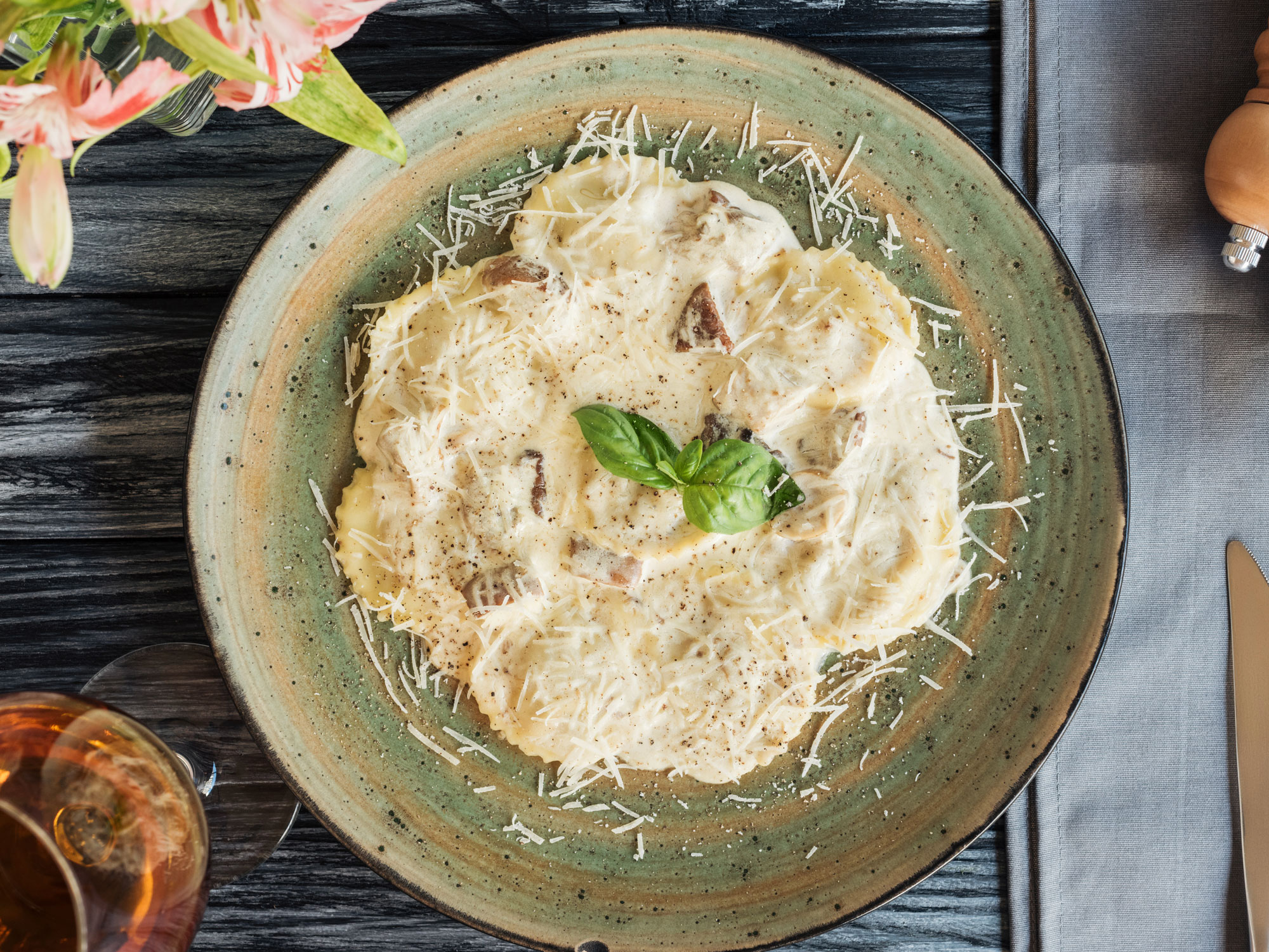 Ravioli con salsa al Rosso Imperiale